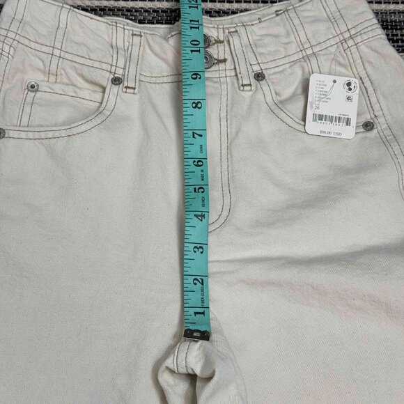 Free People We The Free Aster Straight Leg Jeans 100% Cotton‎ Cream Size 26 - Picture 12 of 16